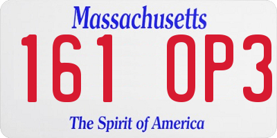 MA license plate 161OP3