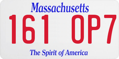 MA license plate 161OP7