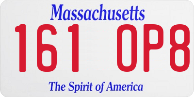 MA license plate 161OP8