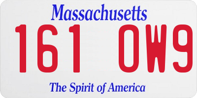 MA license plate 161OW9