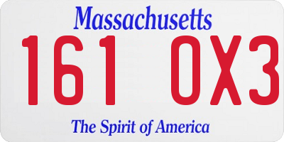 MA license plate 161OX3