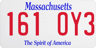 MA license plate 161OY3