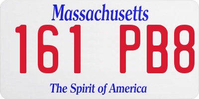 MA license plate 161PB8