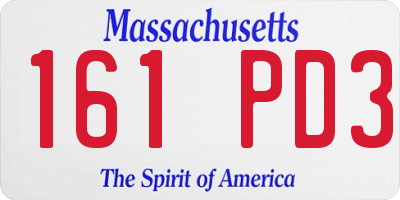 MA license plate 161PD3