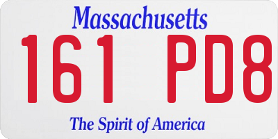 MA license plate 161PD8