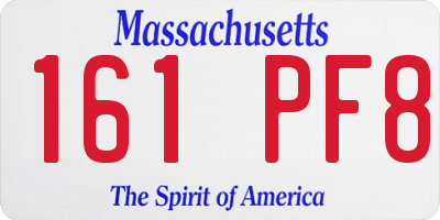MA license plate 161PF8
