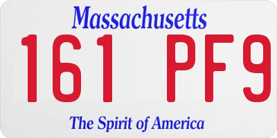 MA license plate 161PF9