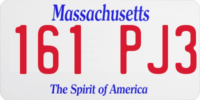 MA license plate 161PJ3