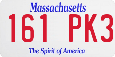 MA license plate 161PK3