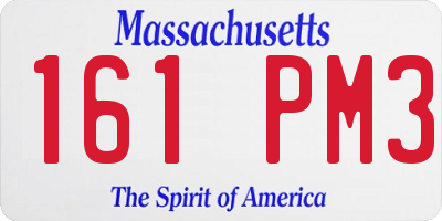 MA license plate 161PM3