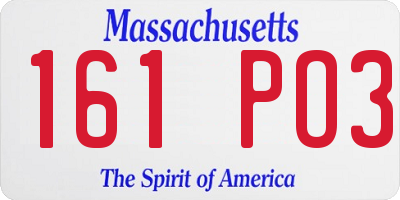 MA license plate 161PO3