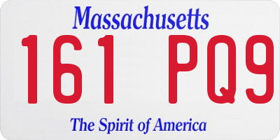 MA license plate 161PQ9
