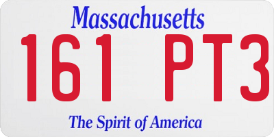 MA license plate 161PT3
