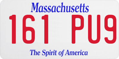 MA license plate 161PU9