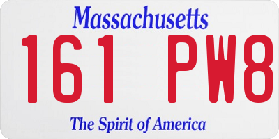 MA license plate 161PW8