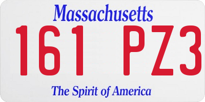 MA license plate 161PZ3