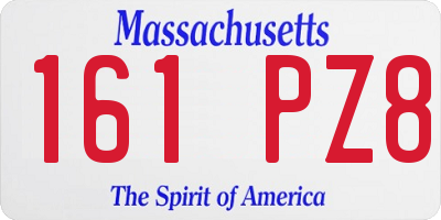 MA license plate 161PZ8