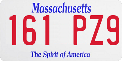 MA license plate 161PZ9