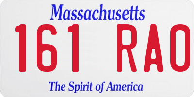 MA license plate 161RA0