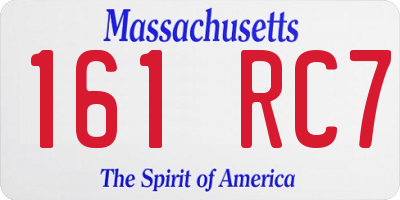 MA license plate 161RC7