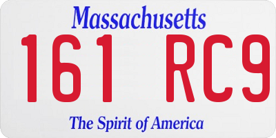 MA license plate 161RC9