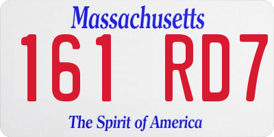 MA license plate 161RD7