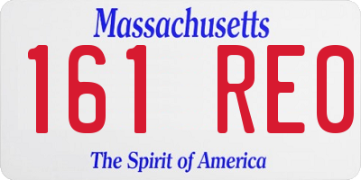 MA license plate 161RE0