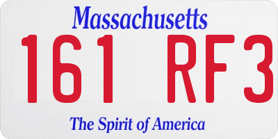 MA license plate 161RF3