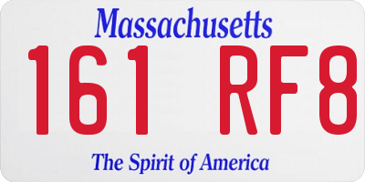 MA license plate 161RF8