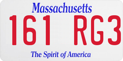 MA license plate 161RG3
