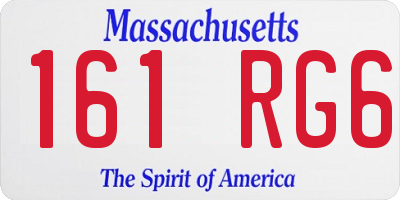 MA license plate 161RG6