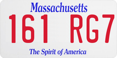 MA license plate 161RG7