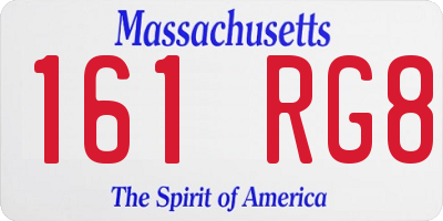 MA license plate 161RG8