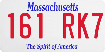 MA license plate 161RK7