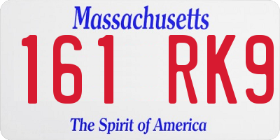MA license plate 161RK9