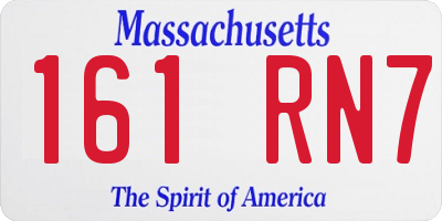 MA license plate 161RN7