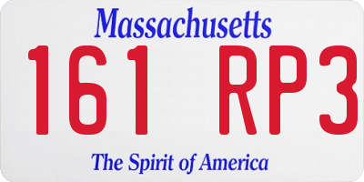 MA license plate 161RP3