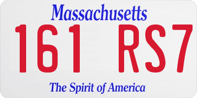 MA license plate 161RS7
