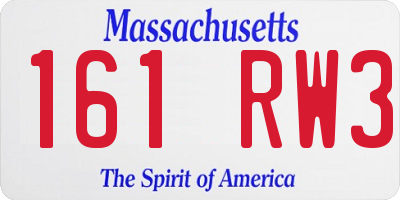 MA license plate 161RW3