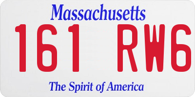 MA license plate 161RW6