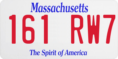 MA license plate 161RW7