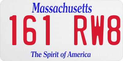 MA license plate 161RW8