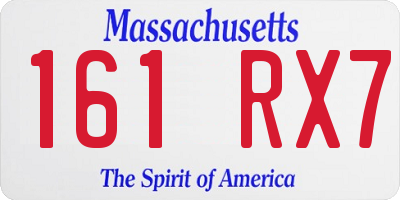 MA license plate 161RX7