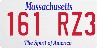 MA license plate 161RZ3