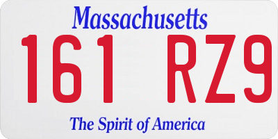MA license plate 161RZ9