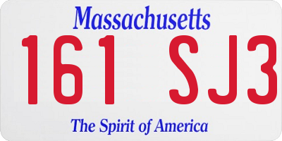 MA license plate 161SJ3