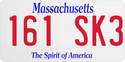 MA license plate 161SK3