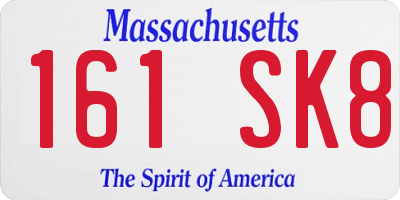 MA license plate 161SK8