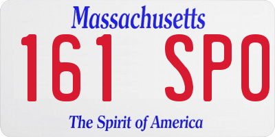 MA license plate 161SP0