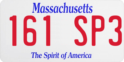 MA license plate 161SP3